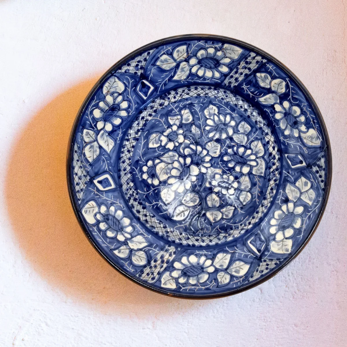 11 Inch Handmade Hand Painted Portuguese Pottery Blue Dinner Plate - Image 8