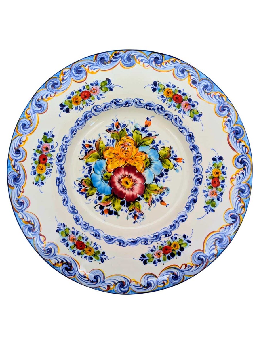 16 Inch Hand-Painted Alcobaça Ceramic Decorative Plate - Image 2