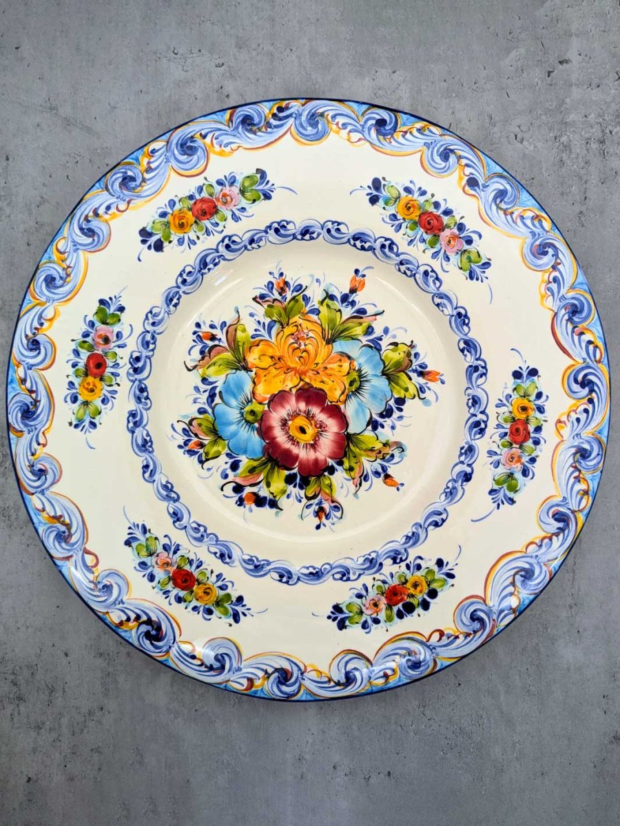 16 Inch Hand-Painted Alcobaça Ceramic Decorative Plate - Image 4