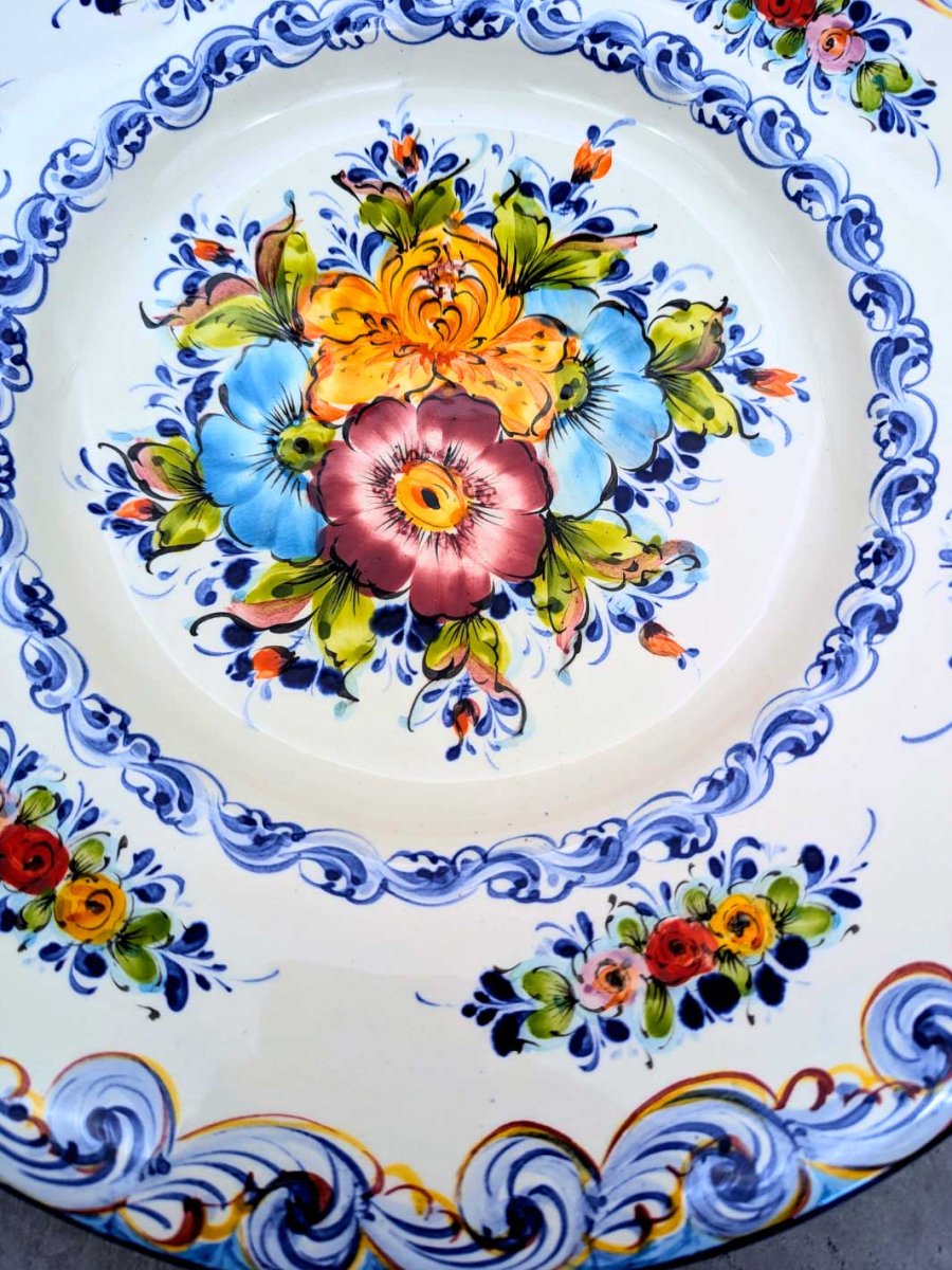 16 Inch Hand-Painted Alcobaça Ceramic Decorative Plate - Image 5
