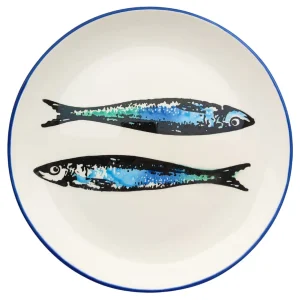 Portuguese Pottery Ceramic Dinner Plate - Sardines