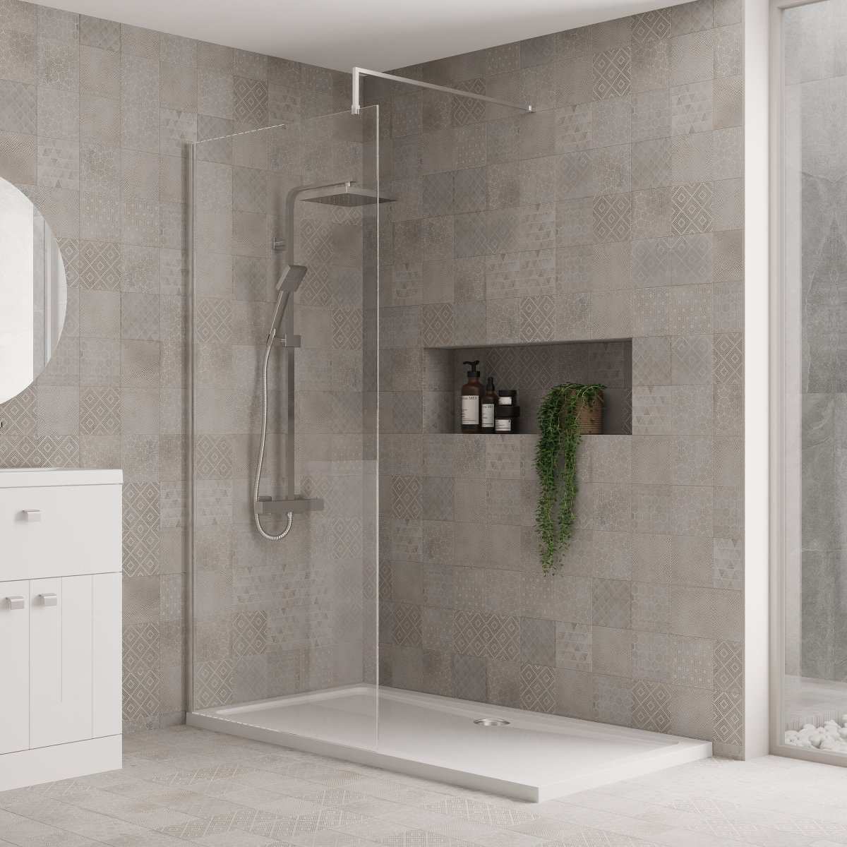 1400mm x 760mm Walk-In 8mm Enclosure & Stone Shower Tray - Image 2