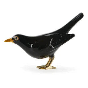 Hand Painted Ceramic Home Decor Blackbird Figurine - A Blackbird, evidently