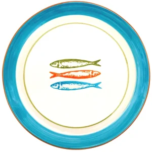 Portuguese Pottery Ceramic Dinner Plate - POP Sardines Blue
