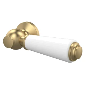 Nuie Brushed Brass Ceramic Handle WC Lever - Brushed Brass/White