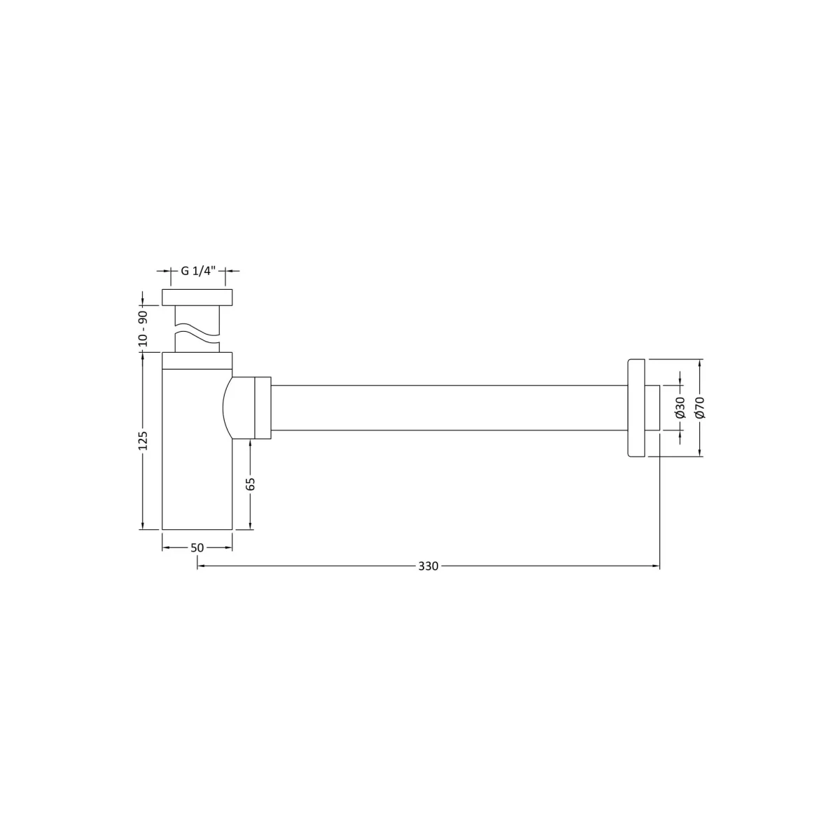 Hudson Reed Minimalist Bottle Trap - Matt Black - Image 3